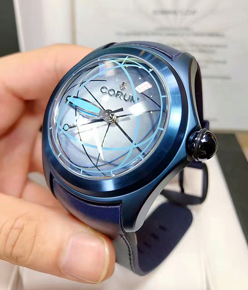 【全新】corum/昆仑泡泡表蓝色pvd精钢47mm自动机械男表#corum