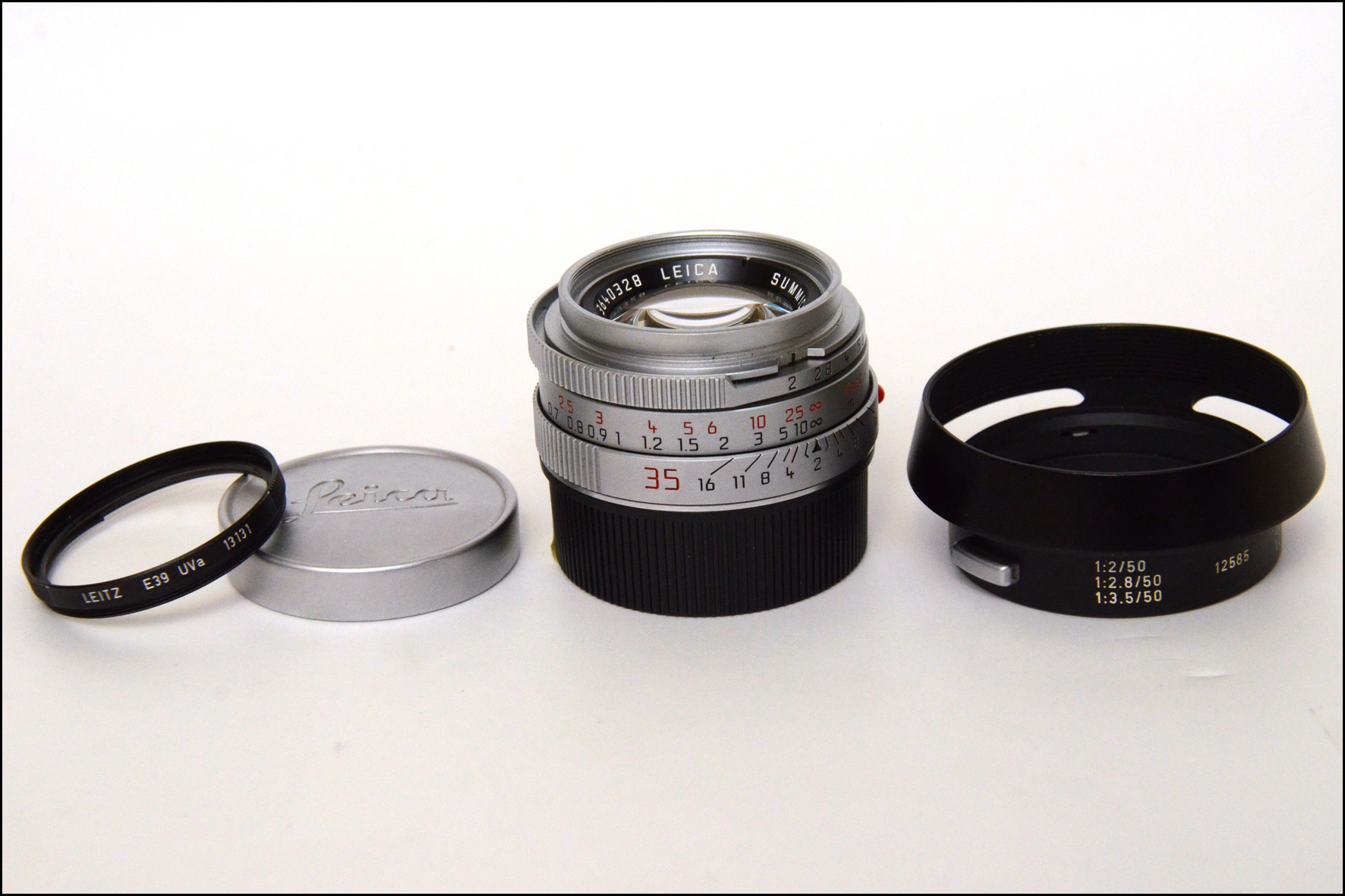 徕卡 Leica M 35/2 德产 全铜银色7枚玉 带金属光罩 原厂滤镜