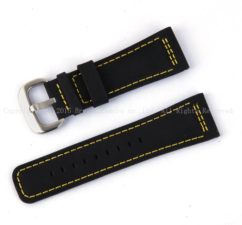 sevenfriday用28mm牛皮表带连扣（黑色黄线）（银色红色）#04497