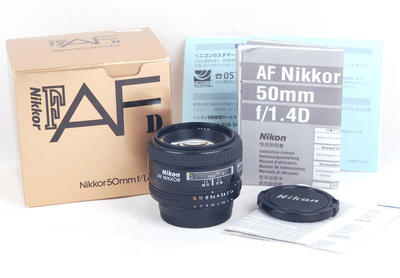 尼康AF Nikkor 50/1.4 D新款黑色镜头带对号包装jp21484