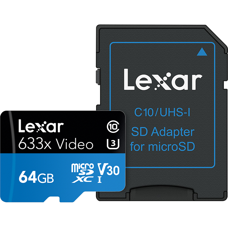  LEXAR雷克沙TF64G633X 95M/S U34K适用于大疆无人机运动摄像机的
