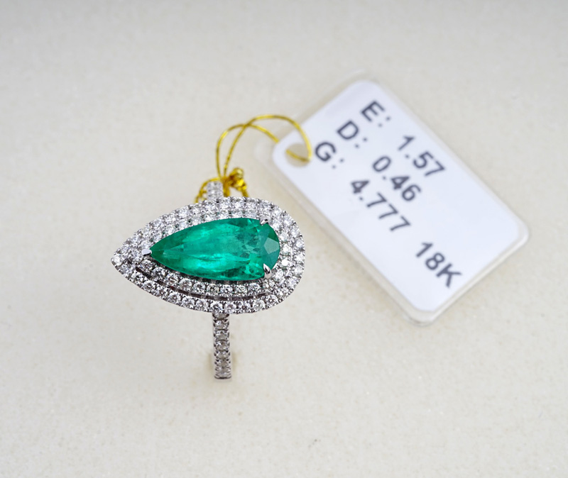 【特价】顶级赞比亚祖母绿宝石美钻白金心形戒指NJH813C E1.57