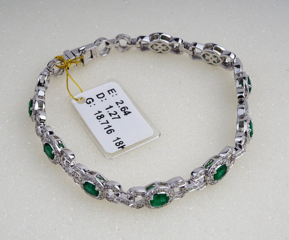 【特价】顶级赞比亚祖母绿宝石美钻白金手链NJHB6014 E2.64