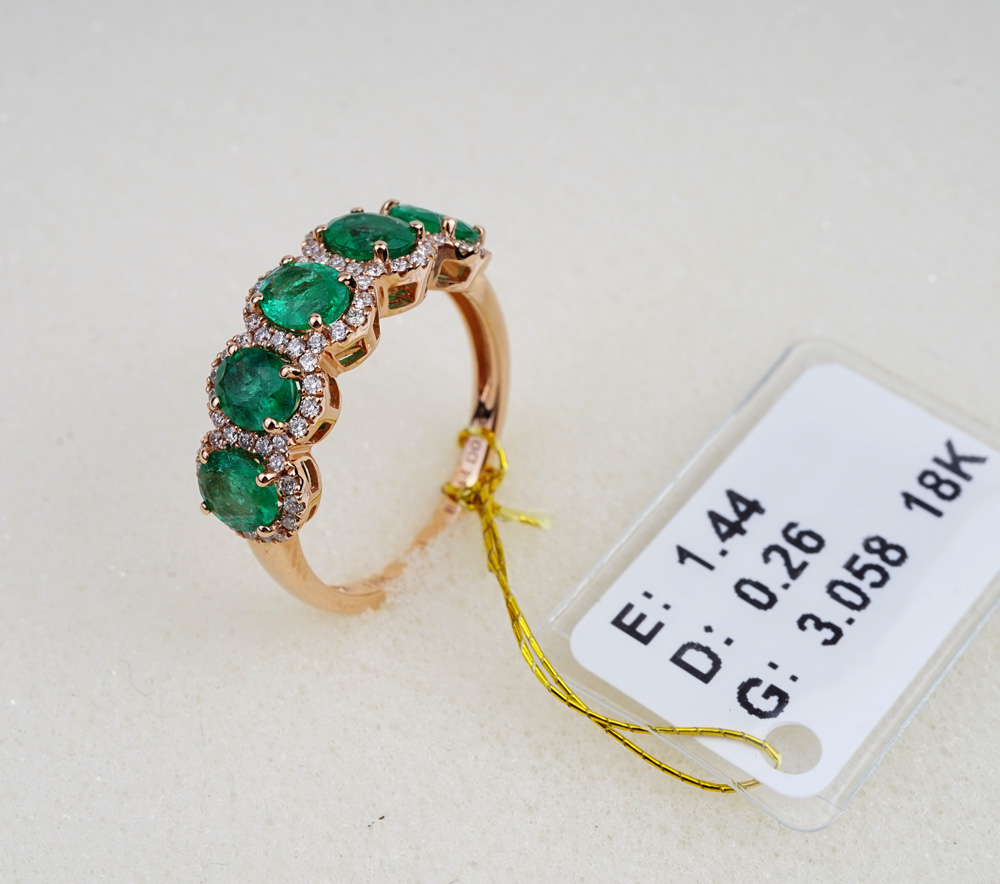 【特价】顶级赞比亚祖母绿宝石美钻黄金戒指NJHR1014 E1.44