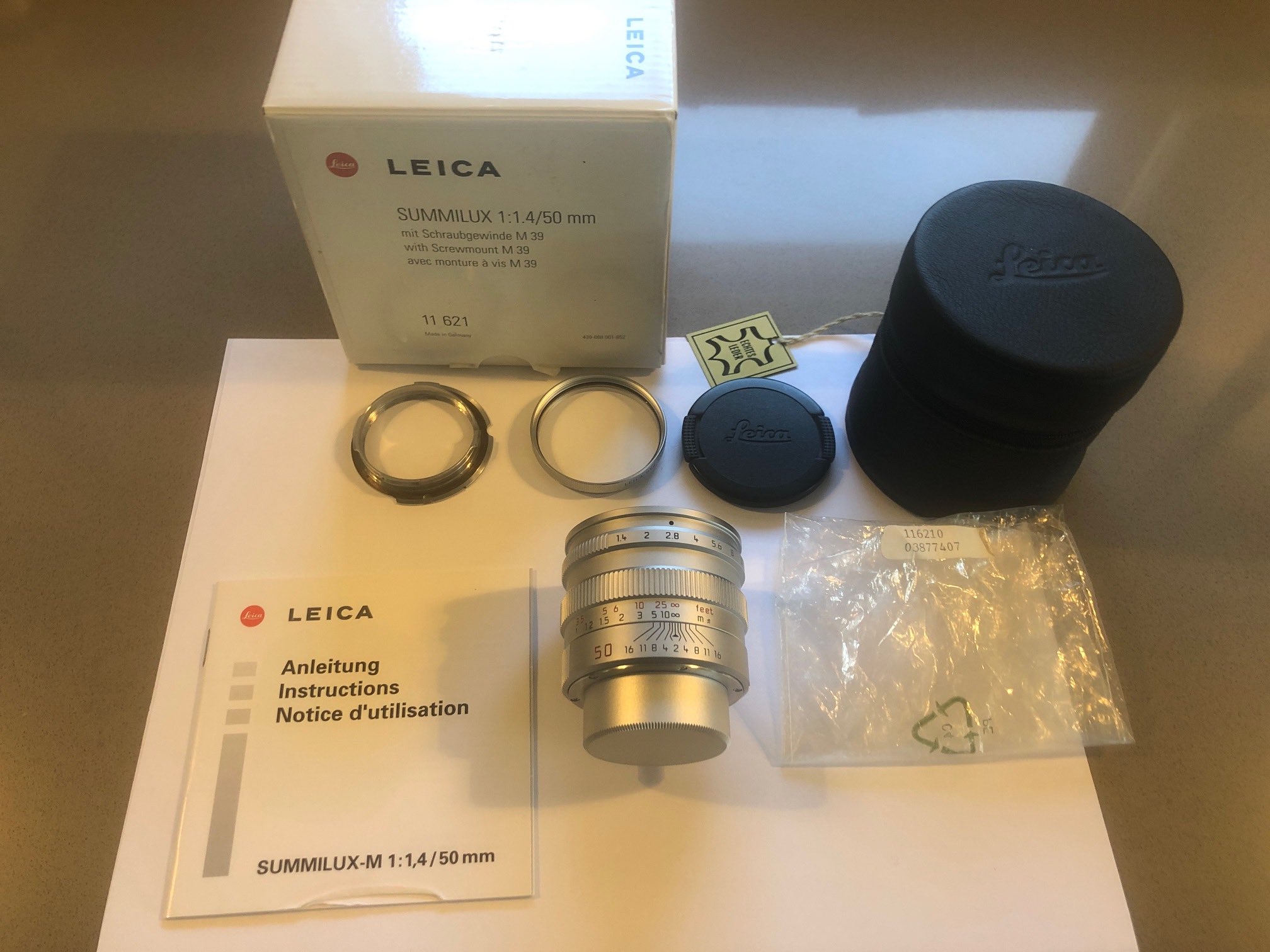 徕卡 Leica 50/1.4 SUMMILUX L39 螺口 限量版 带包装（可用于M）