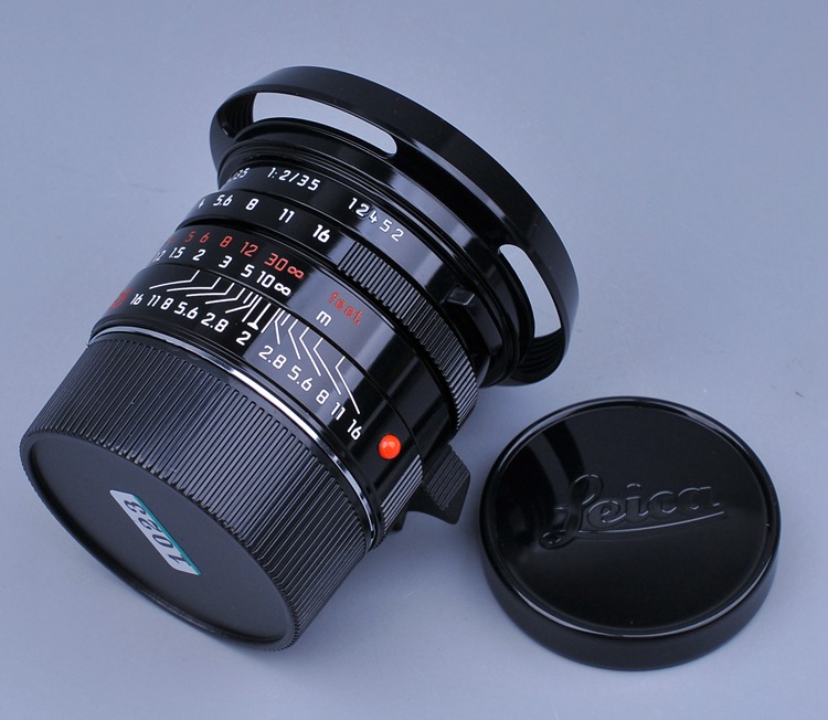 好成色 黑漆限量版 Leica Summicron-M 35/2 Asph E39 原厂遮光罩
