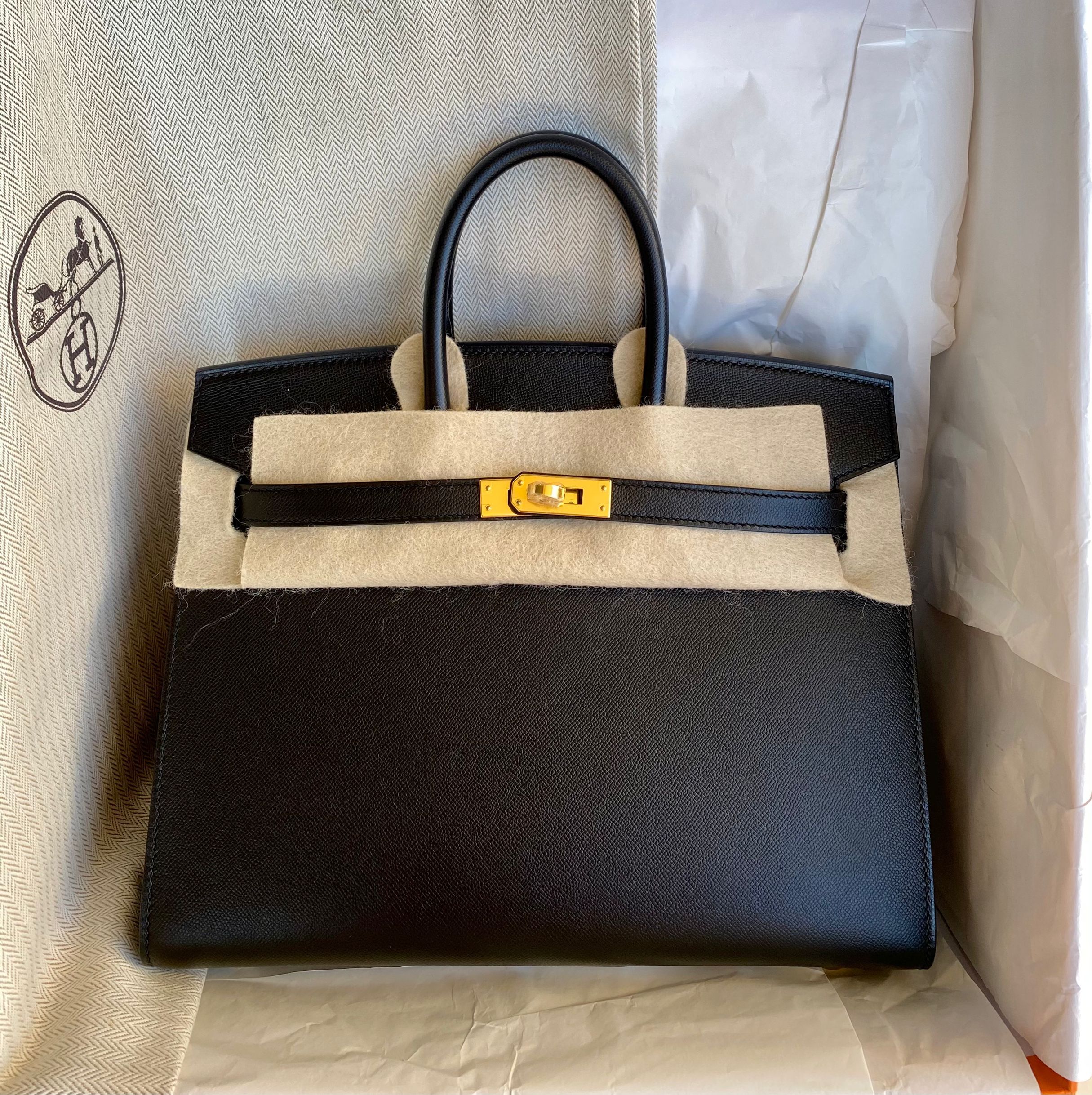 HERMES爱马仕Birkin25 Madame皮89黑色金扣Y刻手提包H44