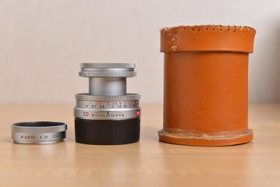 Leica Elmar 50 mm f/2.8 E39缩头 带遮光罩和皮桶
