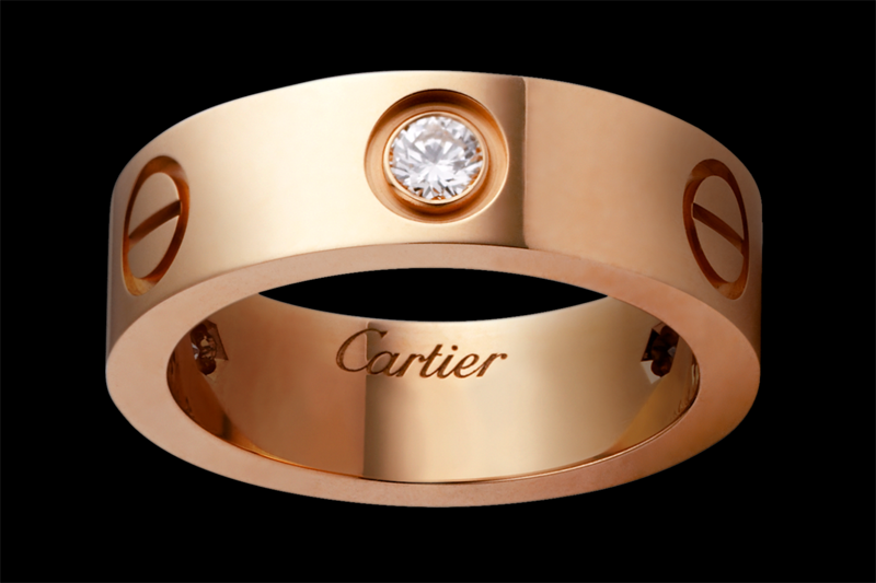 Cartier/卡地亚LOVE系列B4087558三钻18k玫瑰金戒指#05551