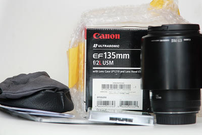 出佳能EF 135mm f/2L j镜头箱说保卡齐全135L