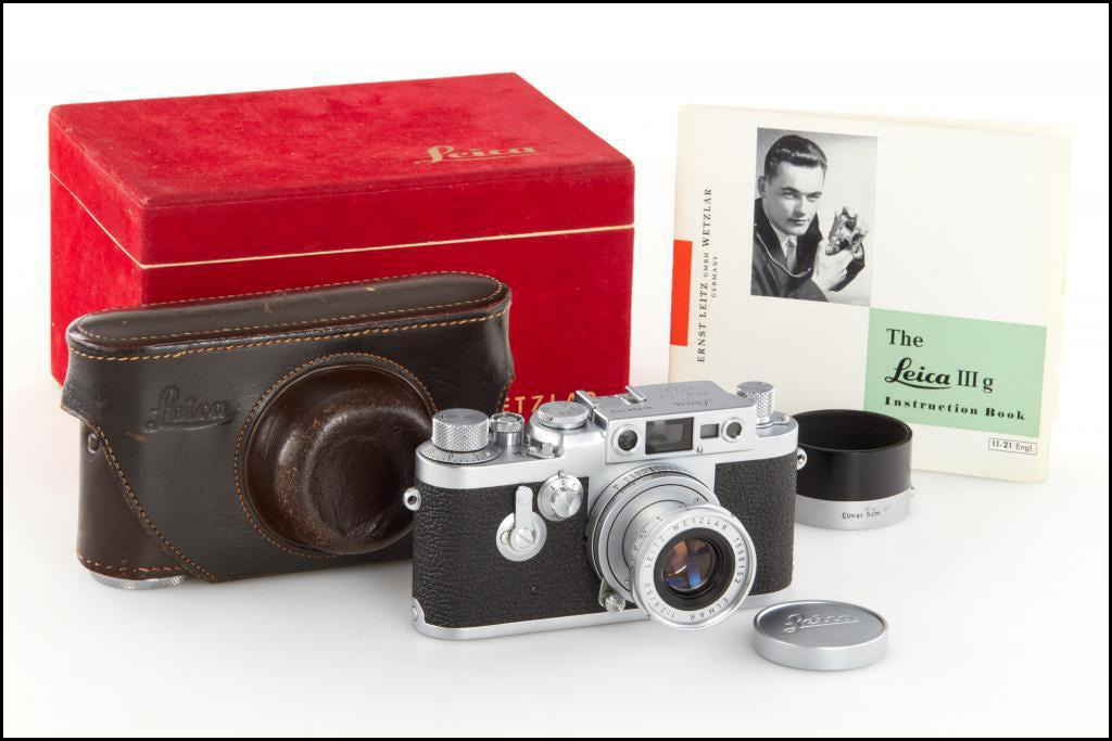 徕卡 Leica IIIG + M 50/2.8缩头 带光罩 皮套 说明书 锦盒