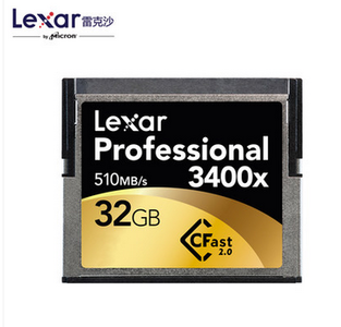 雷克沙Lexar CFast2.0卡 32G 3400X 4K高端专业相机内存卡 国内总代