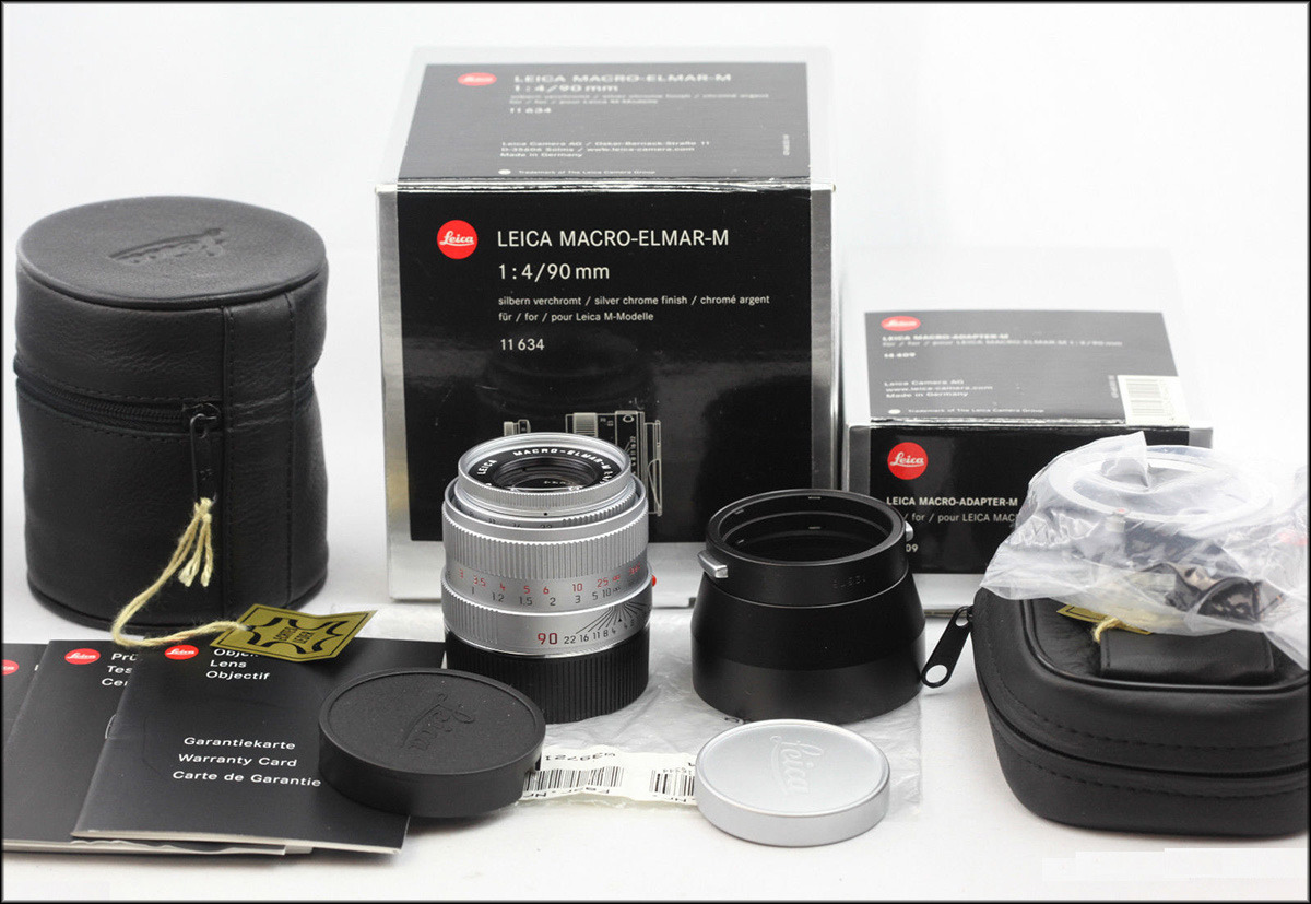 徕卡Leica M 90/4 MACRO-ELMAR-M 微距镜头 绝版银色！带近摄接环！都带包装！