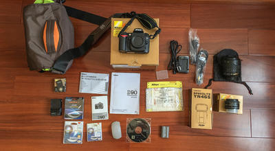 尼康 D90+18105+501.8d，送闪光灯、相机包、品胜充电器