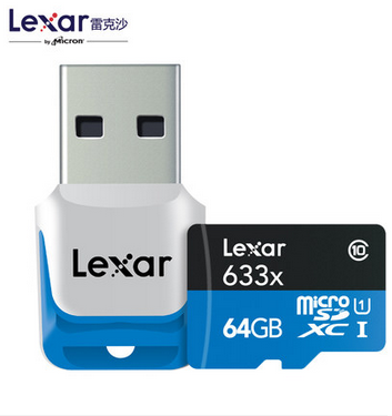 雷克沙高速TF64G 633X Class10 MicroSD手机内存卡lexar