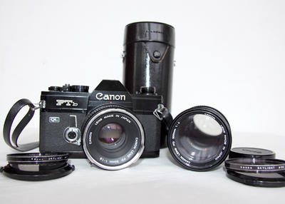 佳能 canon FTb+50 1.8+200 4 套机 胶片相机 带UV镜 背带镜头包 