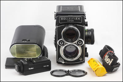 禄来 Rolleiflex 2.8GX 双反相机 带皮套 闪灯