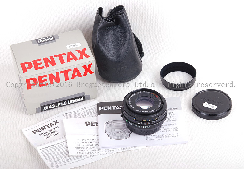 【新同品】Pentax/宾得 FA 43/1.9 Limited 黑色限量版#JP17314