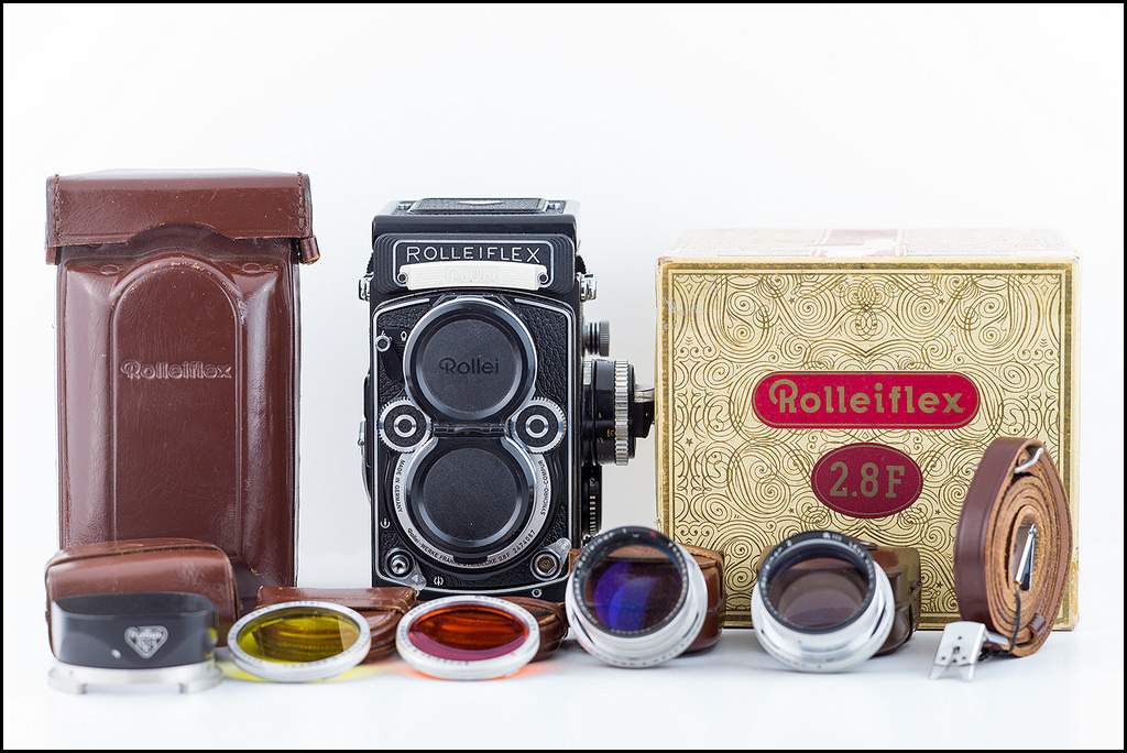 禄来 Rolleiflex 2.8F 白脸 经典双反相机 带皮套 滤镜！
